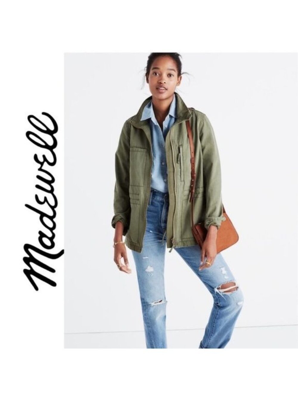Madewell Women’s Fleet Jacket Desert Olive Green Utility Size XS Cotton